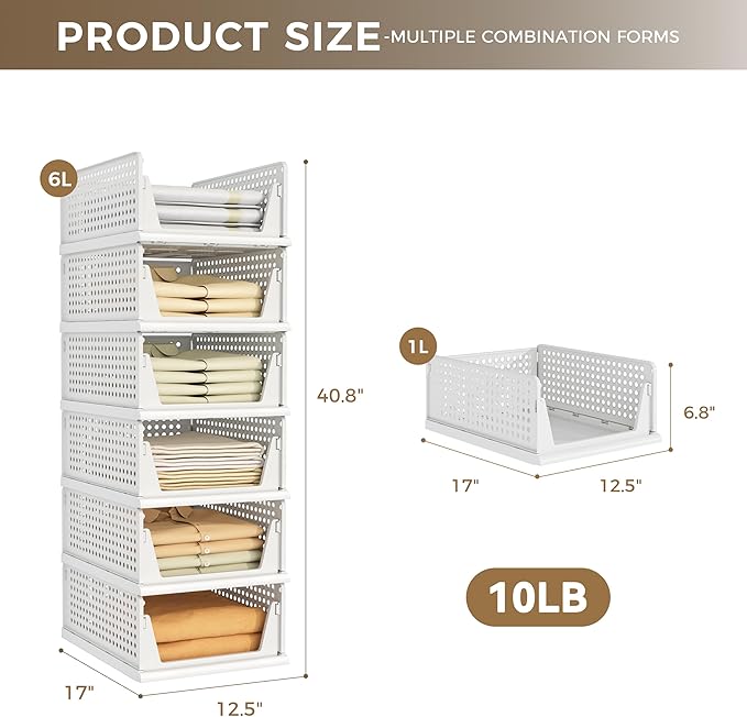 6 Pack Closet Organizers Storage Bins