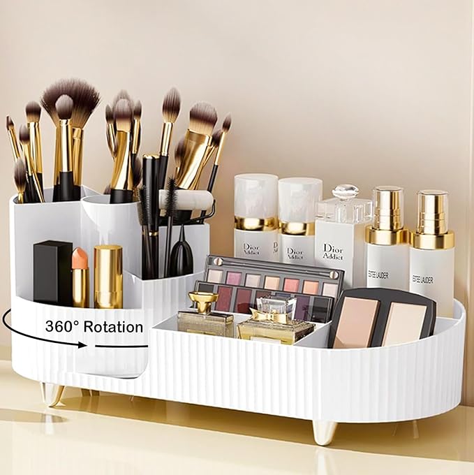 Rotating Vanity Organizer with Brush Holder