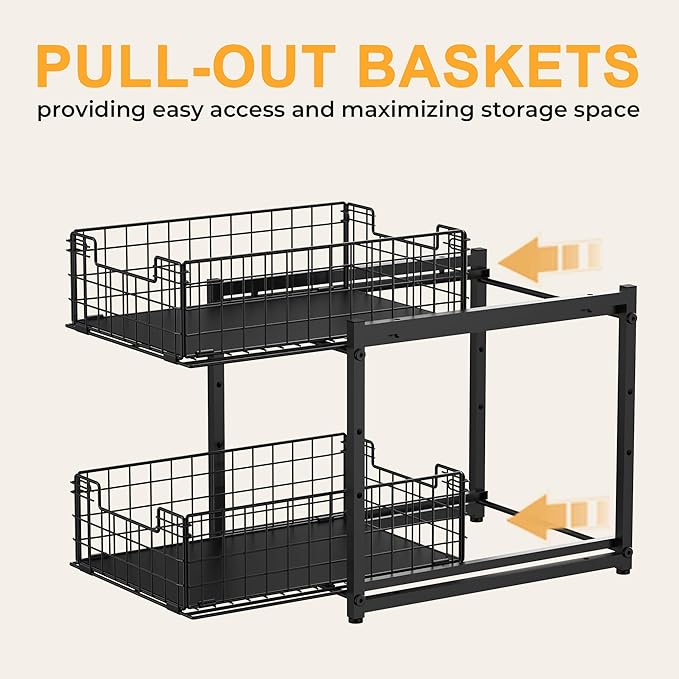Under Sink Organizer, 2-Tier Pull Out Cabinet Organizer, 1 Pack