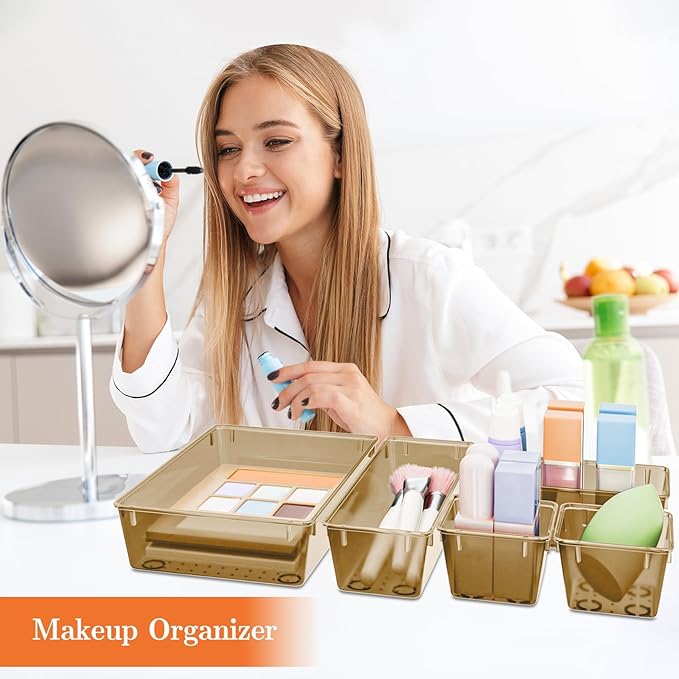 25 PCS Plastic Drawer Organizer Set, Champagne
