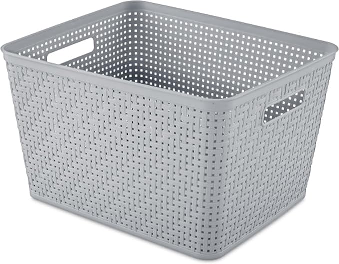 18 Pack Plastic Storage Bin Organization Containers, Tall Baskets, Cement