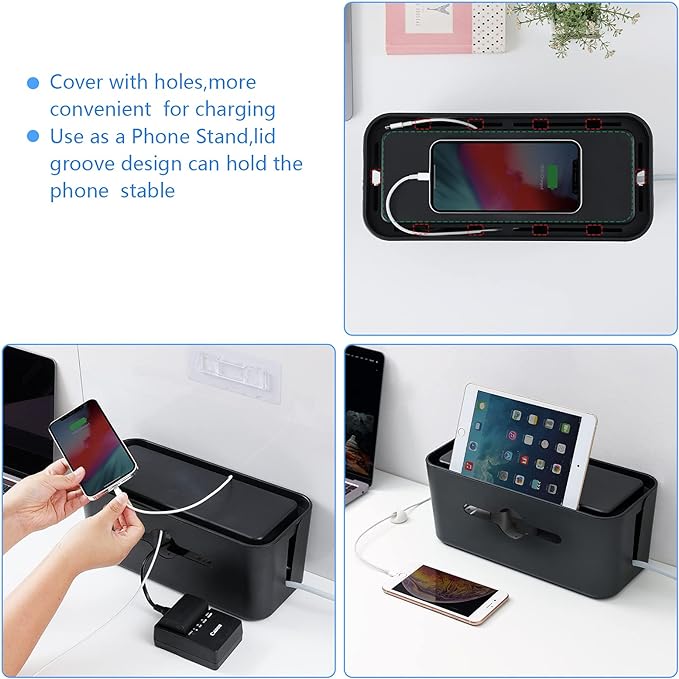 Cable Management Box, Cord Organizer Box for Desk Floor Cable Hide