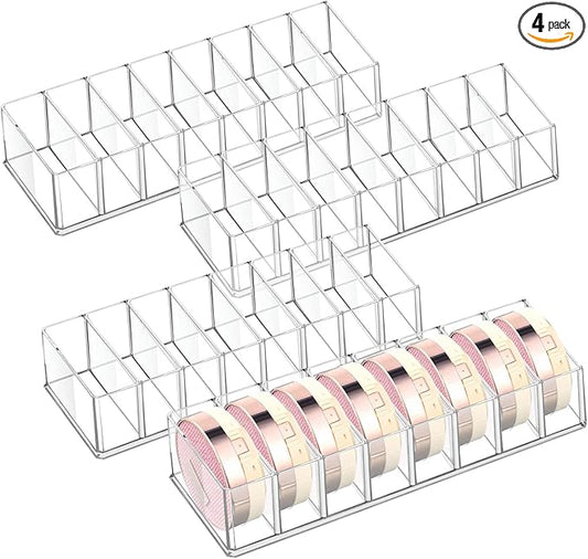 4 Pcs Acrylic Makeup Compact Organizer Detachable 8 Spaces Clear Vanity Drawer