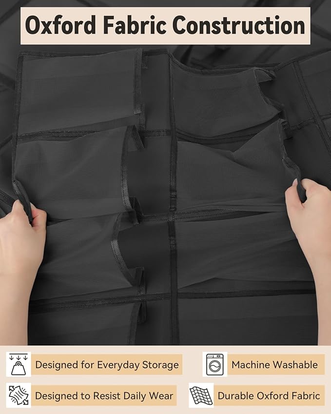 dodowin Over the Door Shoe Organizers, 2 Pack - 40 Deep Mesh Pockets Each, Over The Door Shoe Rack with 4 Metal Hooks Each, Space Saving Hanging Storage Holder for Closets, Shoes & Accessories, Black