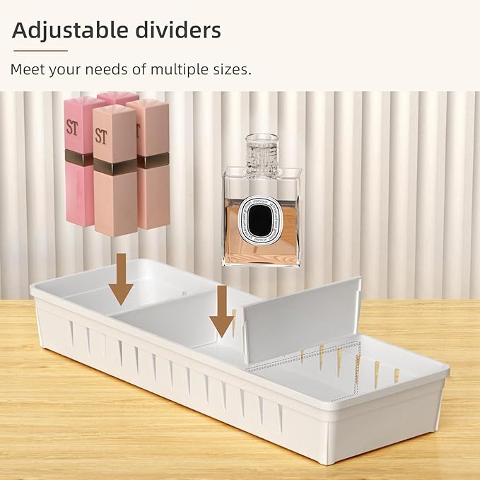 Desk Drawer Organizer Tray 4 PCS Plastic Office Drawer Organizer Bins Junk