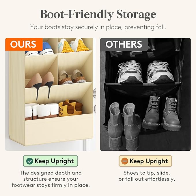 10 Tier Over the Door Shoe Organizer with 19 Large Deep Pockets, Beige