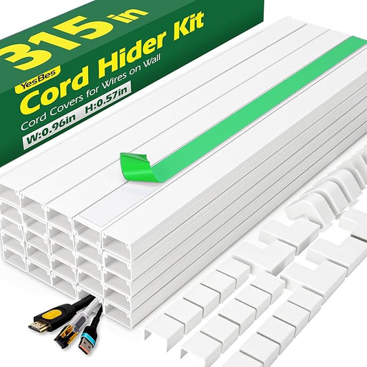 Cord Hider Kit, 315in Cord Covers for Wires on Wall
