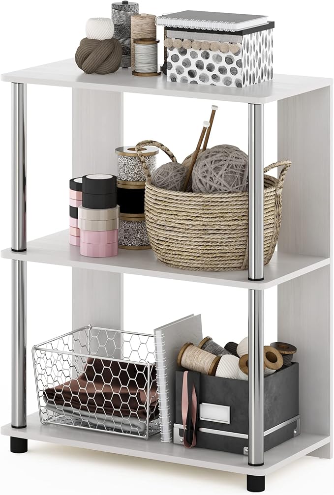 Furinno Jaya Simple Design 3-Tier Bookcase / Bookshelf / Display Rack, White Oak