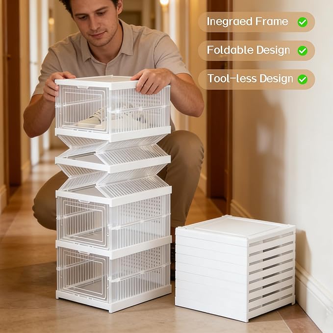 Upgrade Clear Foldable Shoe Storage Organizer