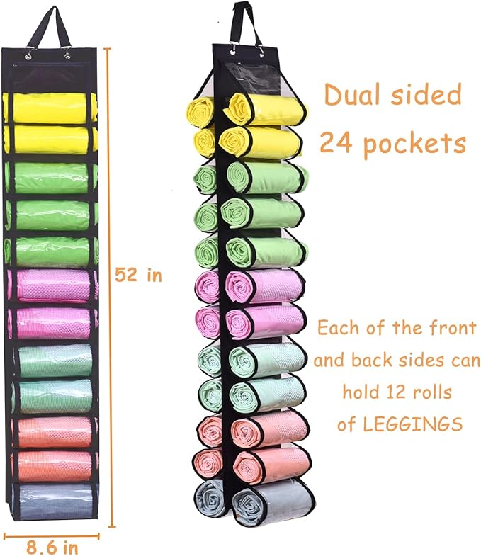 Legging Storage Bag Storage Hanger Can Holds 24 Leggings or Shirts Jeans, Black