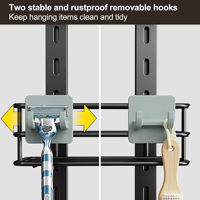 Adjustable Anti-slip Shower Caddy over Head, Black