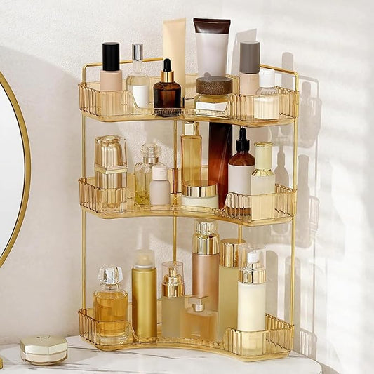 Corner Bathroom Countertop Organizer, Yellow, 3 Tiers