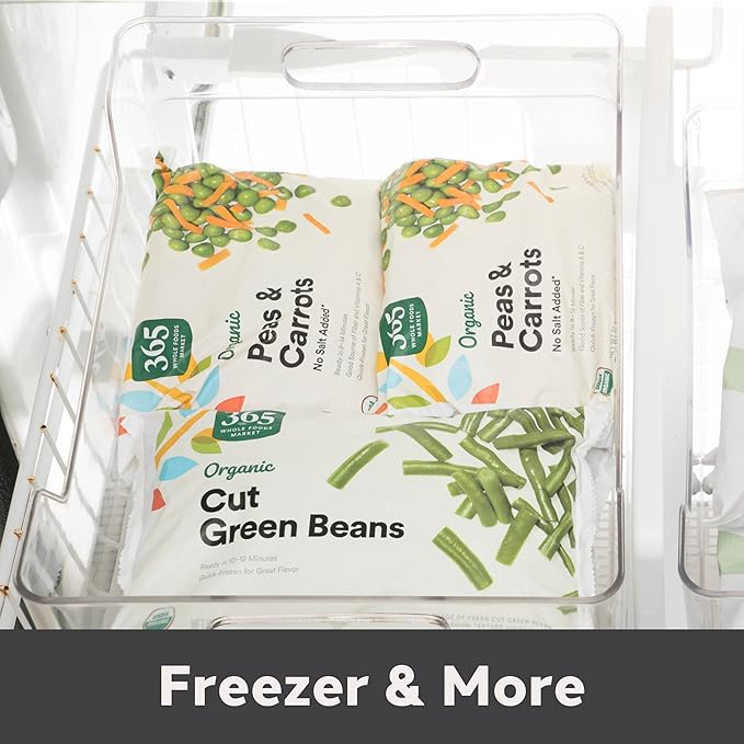 Oggi Storage Bin With Handles - Deep (9.75" x 9" x 6") - Ideal for Kitchen Organization, Pantry Storage, Fridge Organizing, Clear (Pack of 2)
