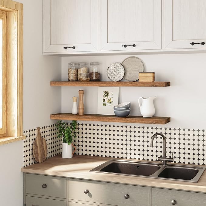 Floating Shelves for Wall, Rustic Brown BF100BJP201G2