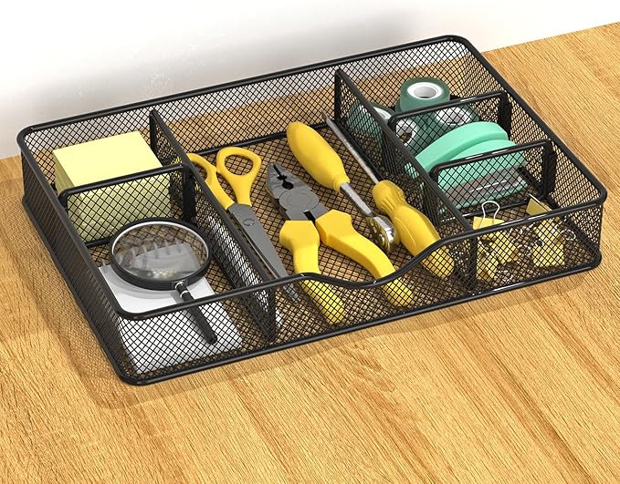 Desk Drawer Organizer Tray, Metal Mesh Drawer Organizers Office, 1PC Medium