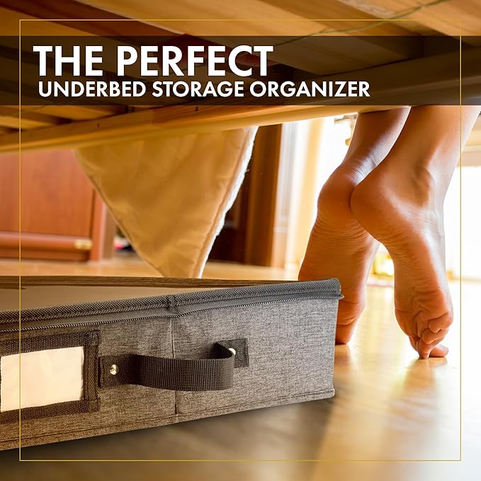 THEORY 2pc Low Profile Under Bed Storage Containers, Dark Gray