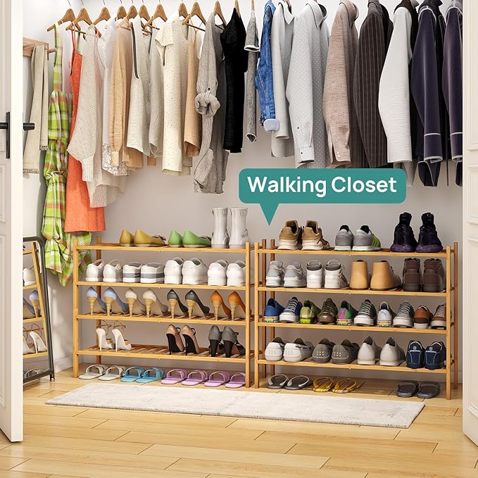 Shoe Rack, 4-Tier Long Shoe Rack for Entryway