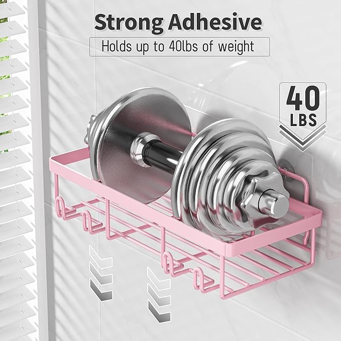 5 Pack Shower Caddy Organizer Rack Shelf for Inside Shower, Pink