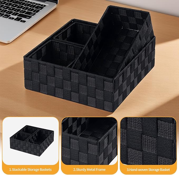 Small Black Baskets Cube Bin Container Tote