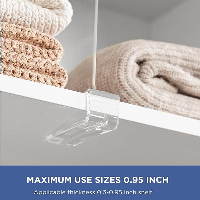 4 Pack Closet Organizers and Storage, Clear Shelf Dividers