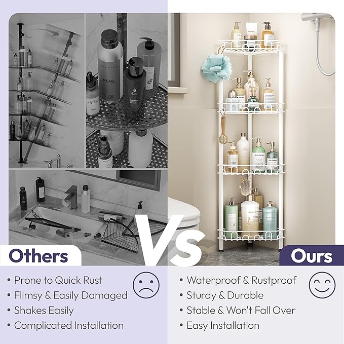 Standing Shower Caddy Corner, White