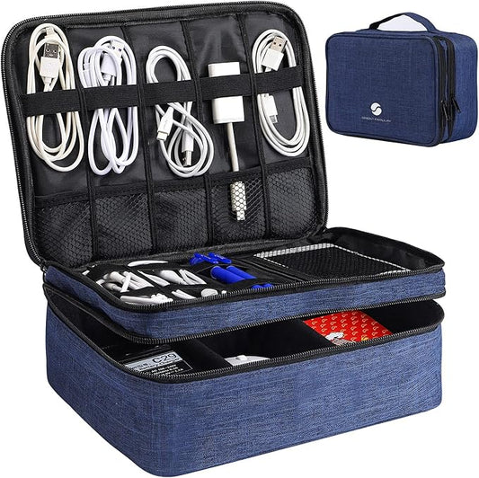 FAMULAY Travel Electronics Organizer, Royal Blue