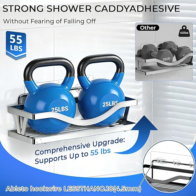 Shower Caddy Adhesive Replacement Hooks, Transparent-14 Pack