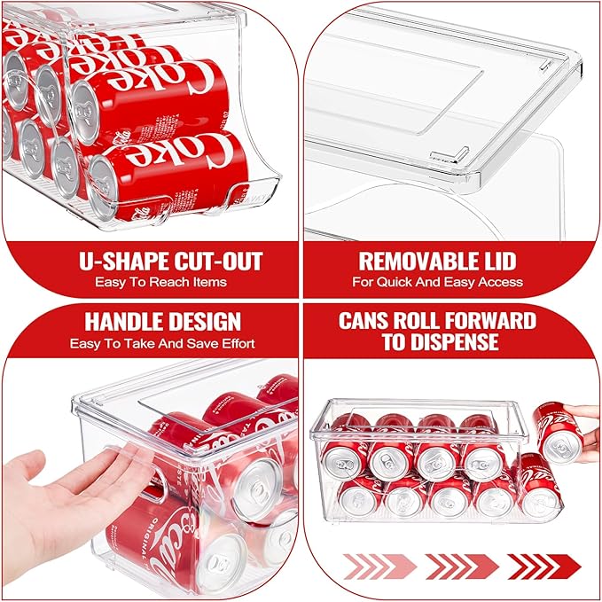 4 Pack Stackable Refrigerator Organizer