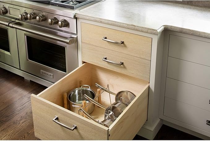 Rev-A-Shelf Trimmable Pegboard Drawer Divider Organizer, Trim to Custom Fit Wooden Kitchen Cabinet Storage Utensil, Pots & Dish Rack, 30" x 21", 4DPS-3021