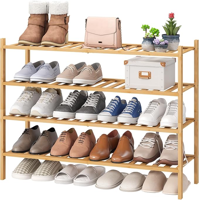 Shoe Rack, 4-Tier Long Shoe Rack for Entryway