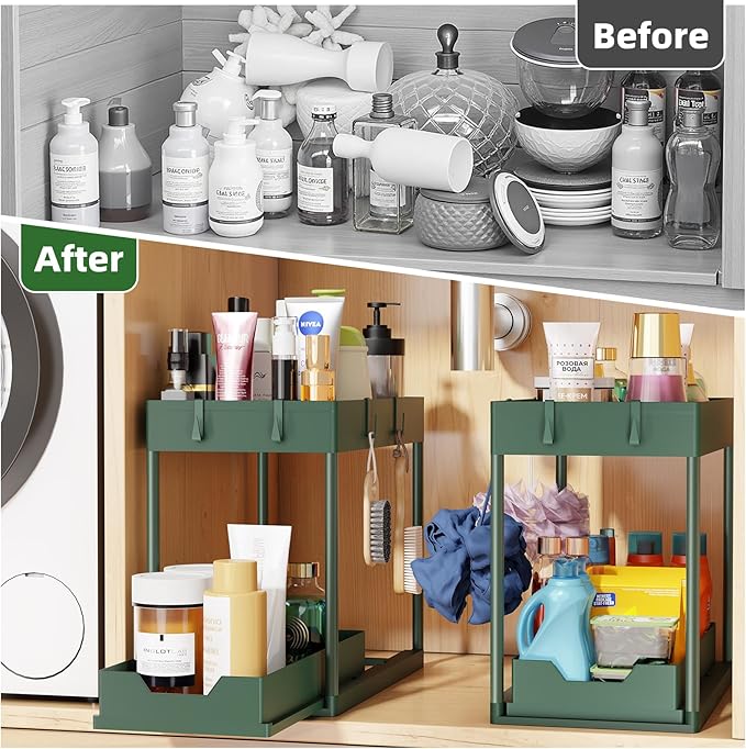 Simple Trending Under Sink Organizer 2 Pack, Green