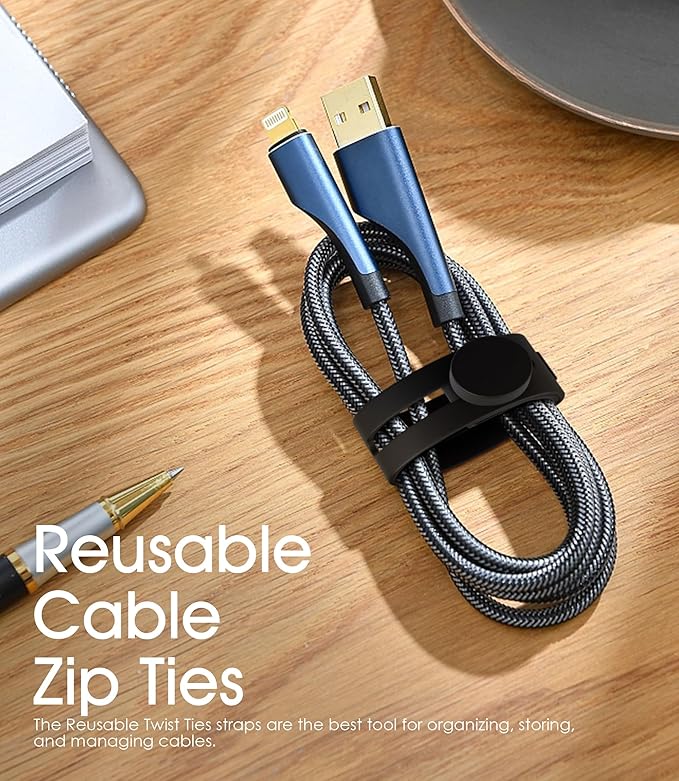 40Pcs Nearockle Reusable Cable Ties, White&Black
