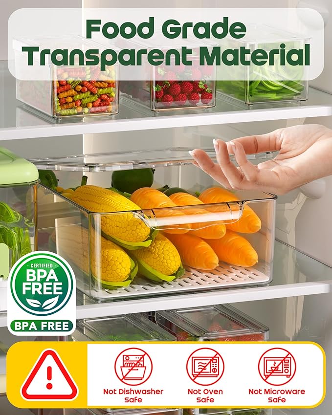 11 Pack Refrigerator Organizers and Storage, Stackable Fridge Organizer Bins