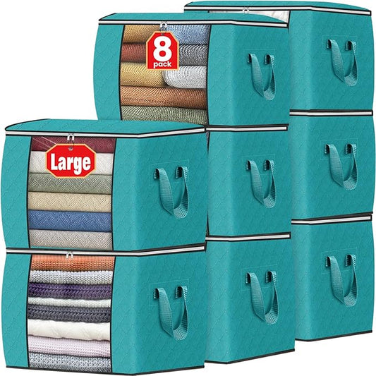Fab totes 24 Gallons Clothes Storage, 8 Pack,Green