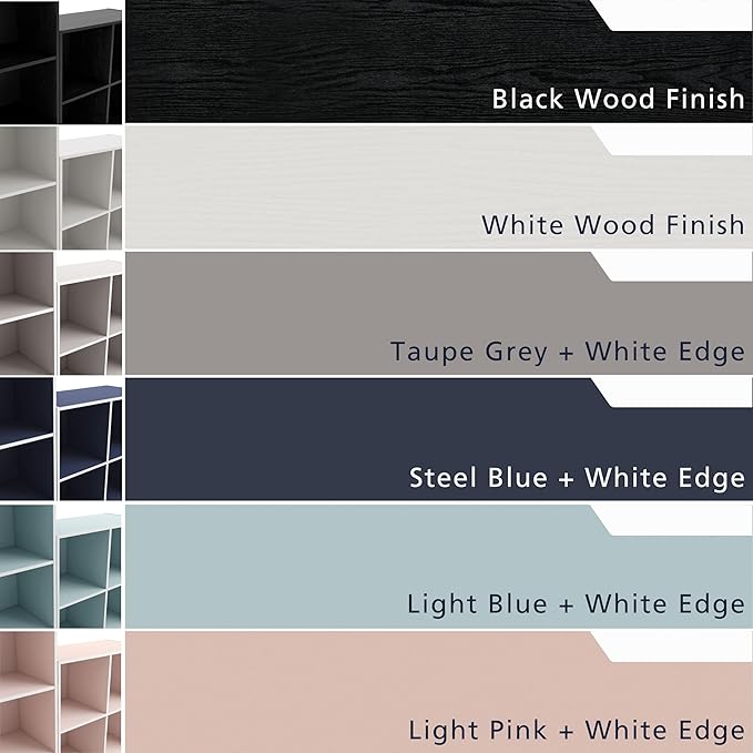 Homes: Inside + Out Apexa 4-Vertical Storage Organizer Shelves, Stackable Wood Bookcase for Organization, Dorm Teen Room Decor & Home Office, Light Blue