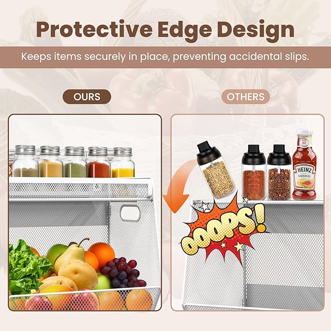 1 SET Magnetic Shelf for Fridge with Lid, Fruit Potato and Onion Storage Bins, Pantry Organizers and Storage, Large Container Magnetic Spice Rack for Refrigerator, Kitchen Counter & Cabinet