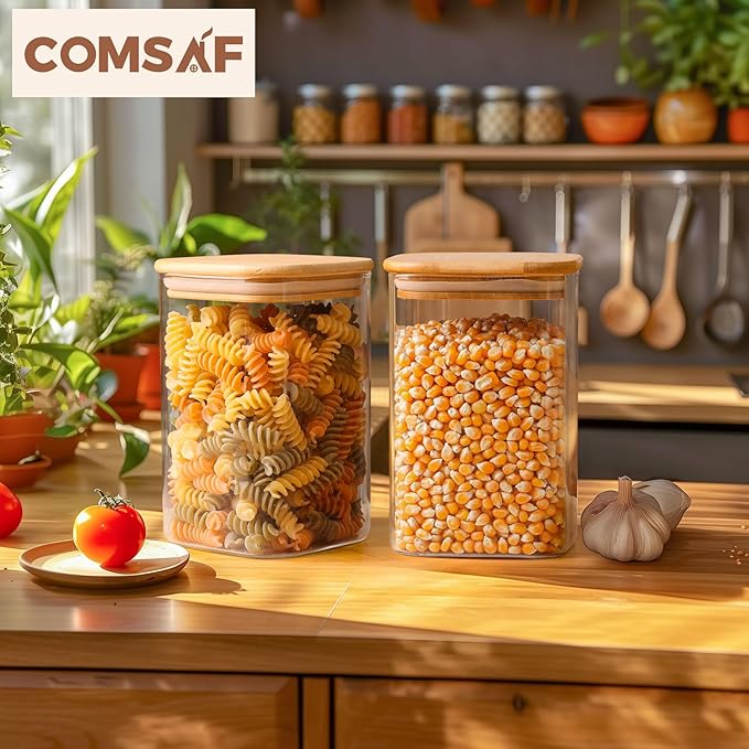 1.2 QT Glass Storage Containers with Lids, Glass Jars with Lids, Clear Food Jar