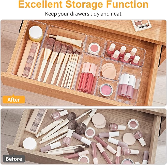 28 Piece Drawer Organizers with Non-Slip Silicone Pads