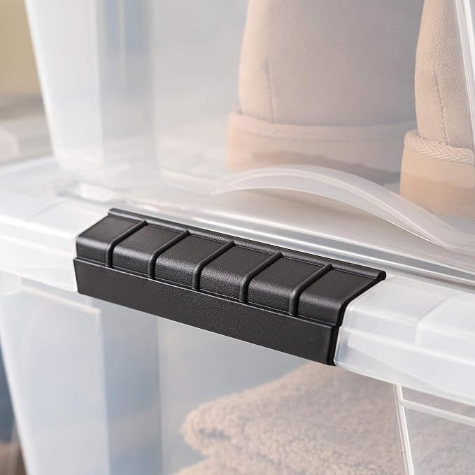 USA 32 QT Plastic Storage Box with Lid and Latches, 6 Pack, BPA-Free