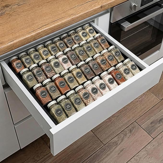Metal Spice Drawer Organizer, 4-Tier Spice Rack for Drawer