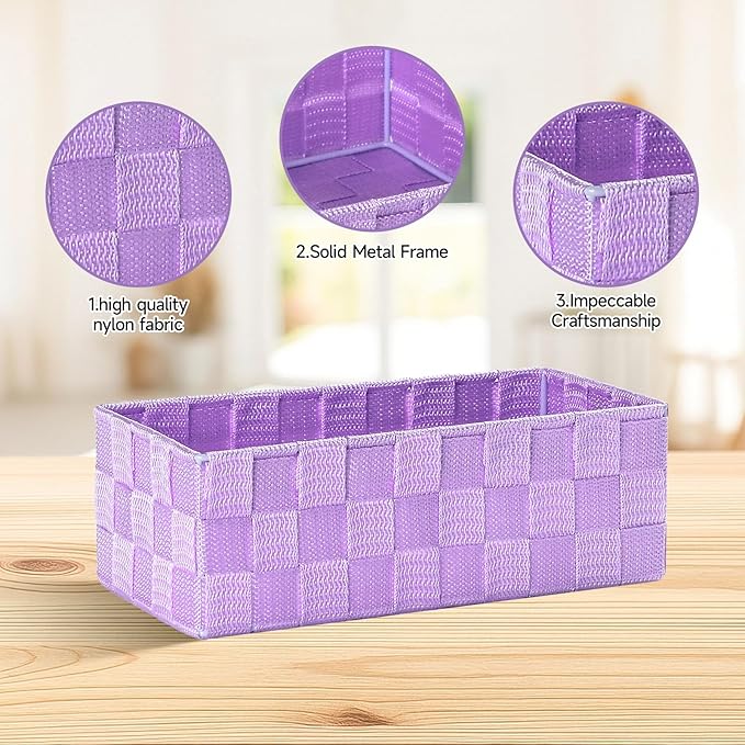 Woven Storage Baskets for Organizing, Purple