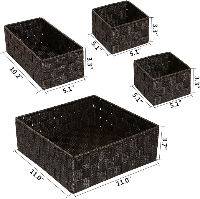 Woven Storage Baskets for Organizing, Brown