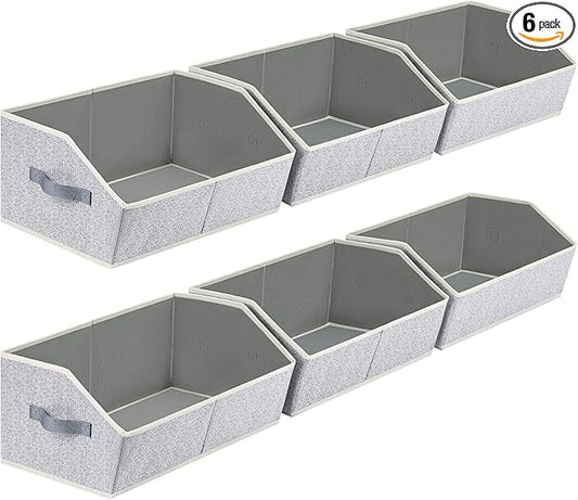 Closet Organizers Bins 6 Packs, Large Closet Shelf Organizer with Handles