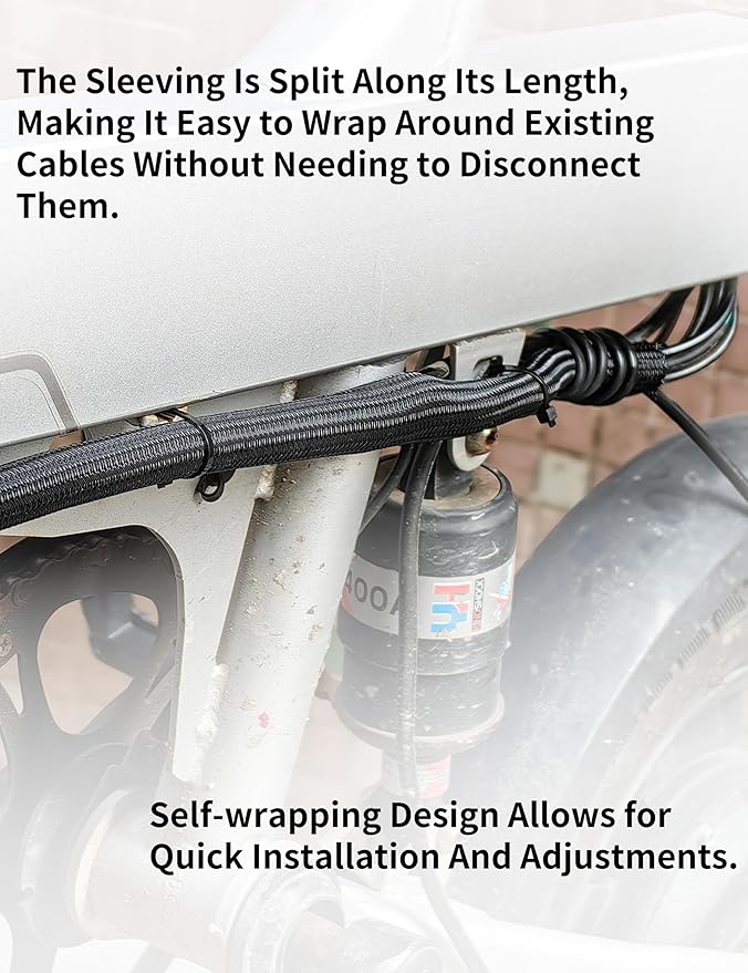 Cable Management Split Wire Loom Sleeve, 1 Inch 25FT, Black