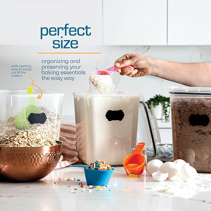 Flour Sugar Storage Containers (5.3L/4pk) Great Rice Canisters Sets For