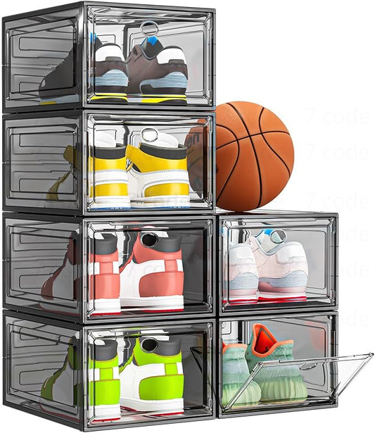7 code Thicken & Sturdy Clear Shoe Storage Organizer with Magnetic Door