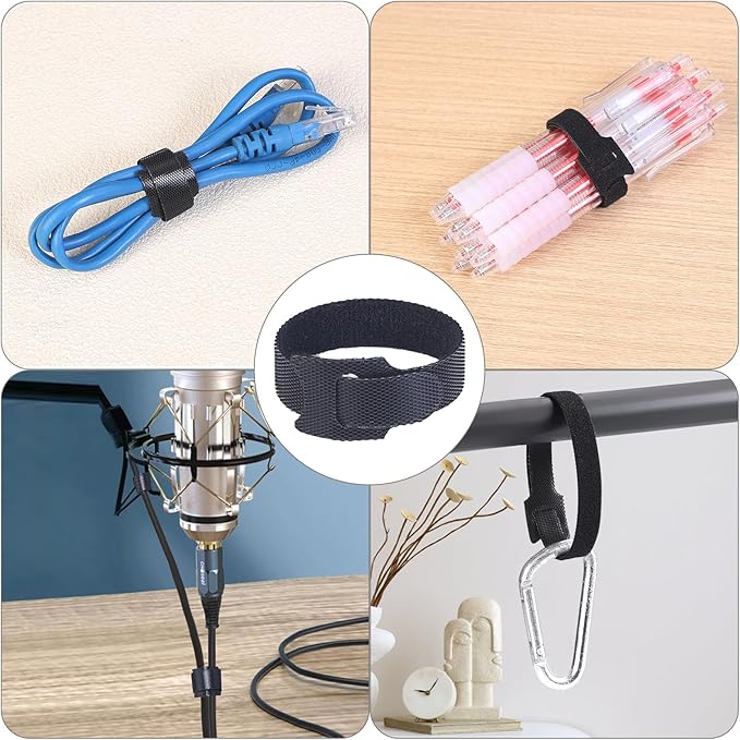 MVYC 150PCS 8 Inch Reusable Cable Ties Wire Ties Cord Organizer Cable Organizer Adjustable Cable Management Black
