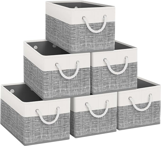 Fab totes Storage Bins 6-Pack, White & Grey