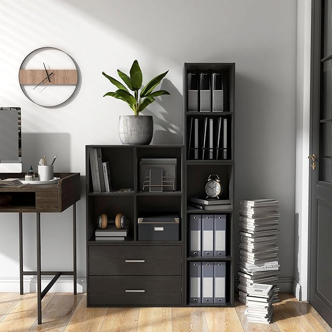 Homes, Inside + Out Apexa 4-Cube Storage Organizer Shelves, Black