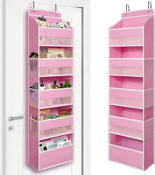 Over Door Organizer with 5 Large Pockets, Pink